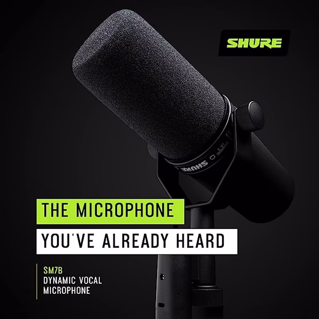 Shure SM7B Microfone Dinâmico Cardióide para Estúdio