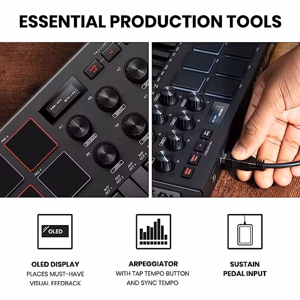 Teclado Akai MPK Mini Mk3 Black USB Midi 25 Teclas