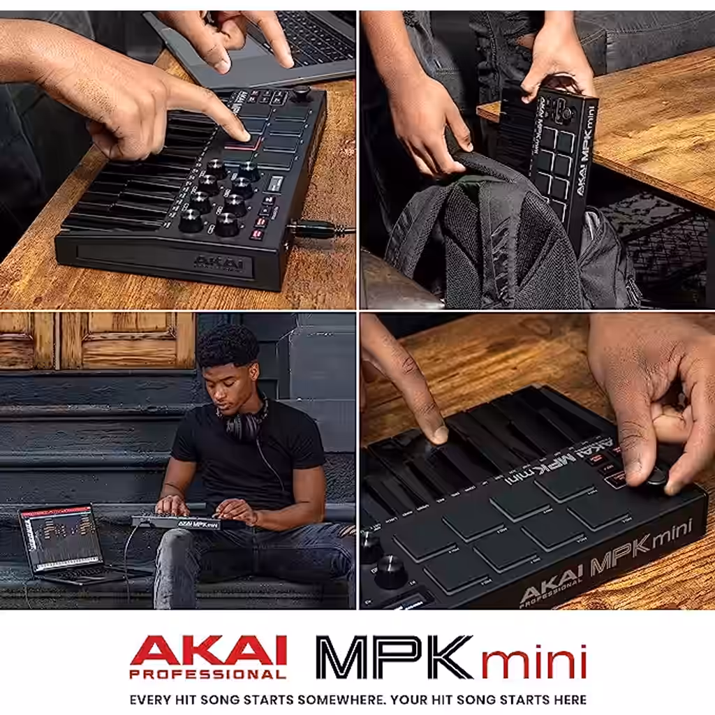 Teclado Akai MPK Mini Mk3 Black USB Midi 25 Teclas