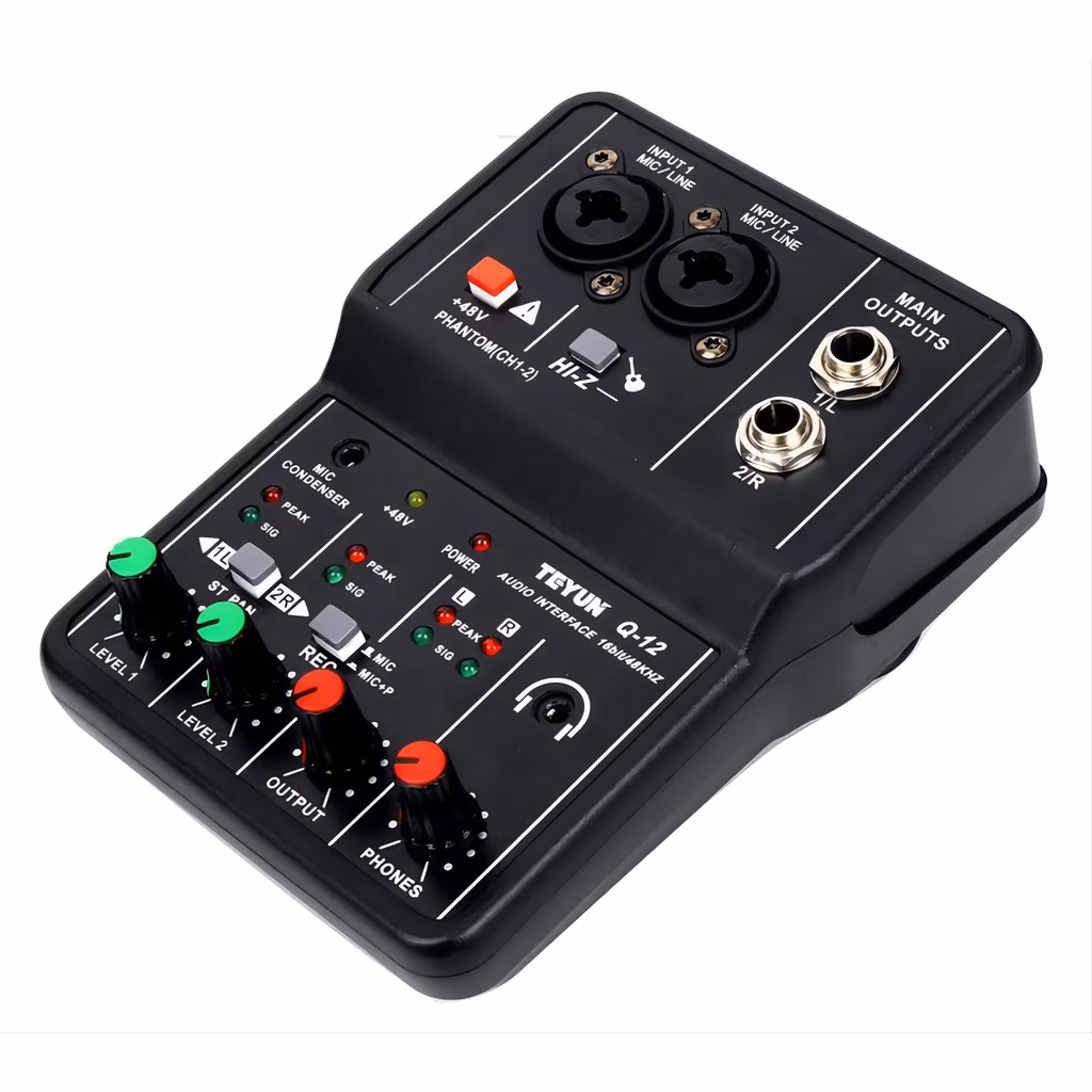 Interface de 2 Canais TEYUN Q-22 com Phantom Power