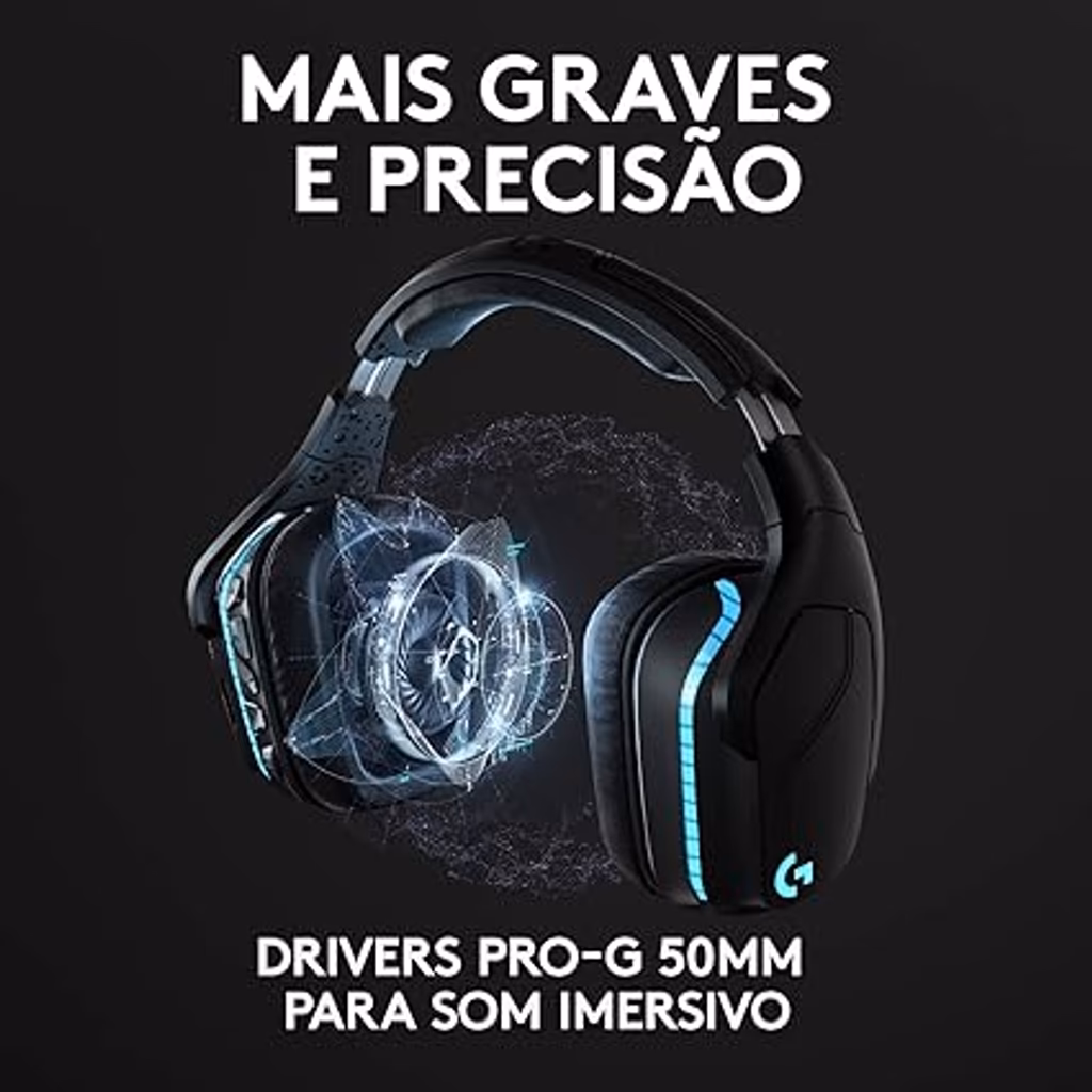 Headset Gamer Sem Fio Logitech G935 7.1 RGB Wireless Hub