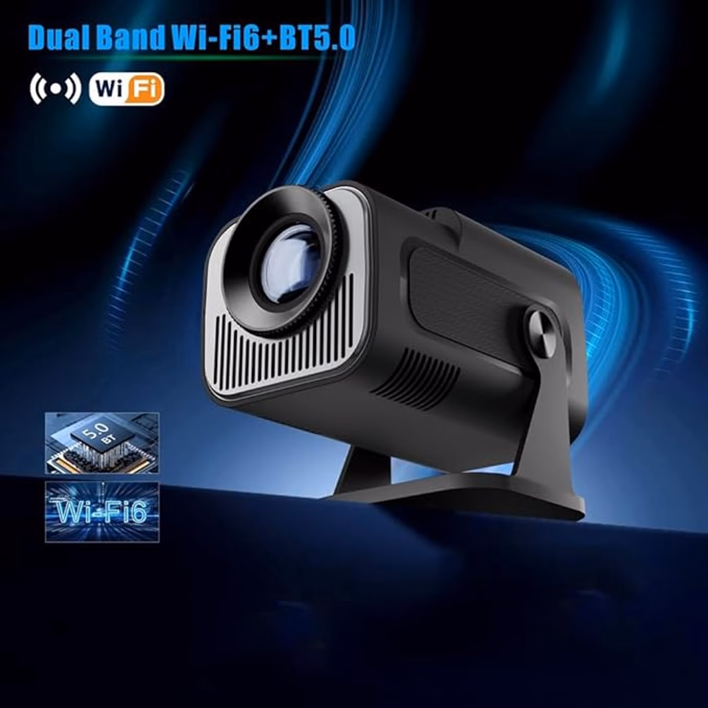 Mini Projetor HY320 Android 11 Nativo 200 ANSI WiFi 6 Bluetooth 5.0 Portátil 180° Cinema Home Theater